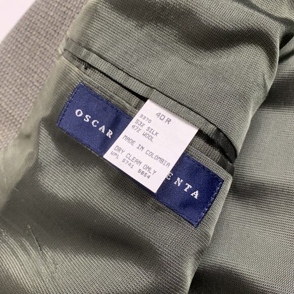 Oscar De La Renta Blazer Sport Coat Suit Jacket Brown Gray Silk Wool 40R - Picture 6 of 12